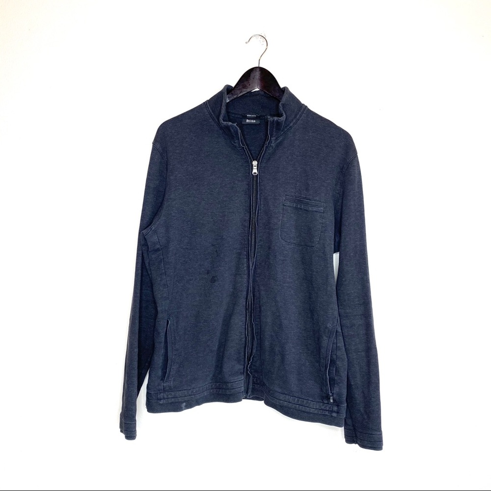 Hugo Boss Charcoal Gray Cotton Zip Up Jacket
